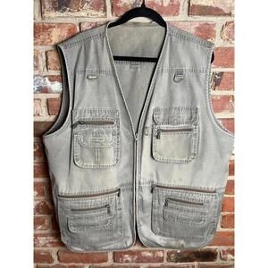 Men's Utility Vest with Multiple Pockets Size XL Pale Green